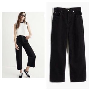 MADEWELL Slim Wide Leg Crop Jeans Lunar Wash Black